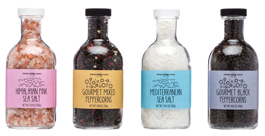 bulk salt pepper label jar packaging design