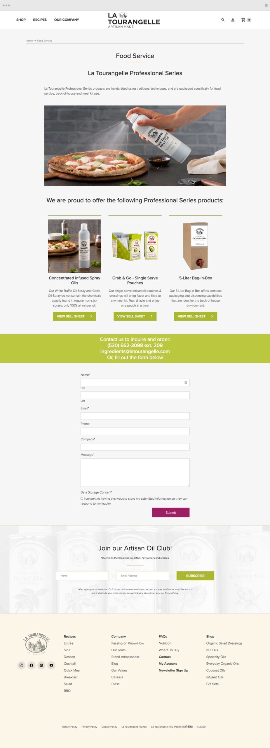 oil food website design
