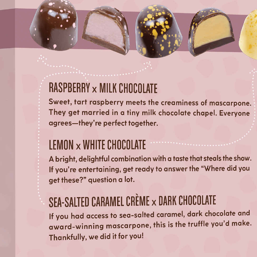 chocolate truffle packaging design copywriting