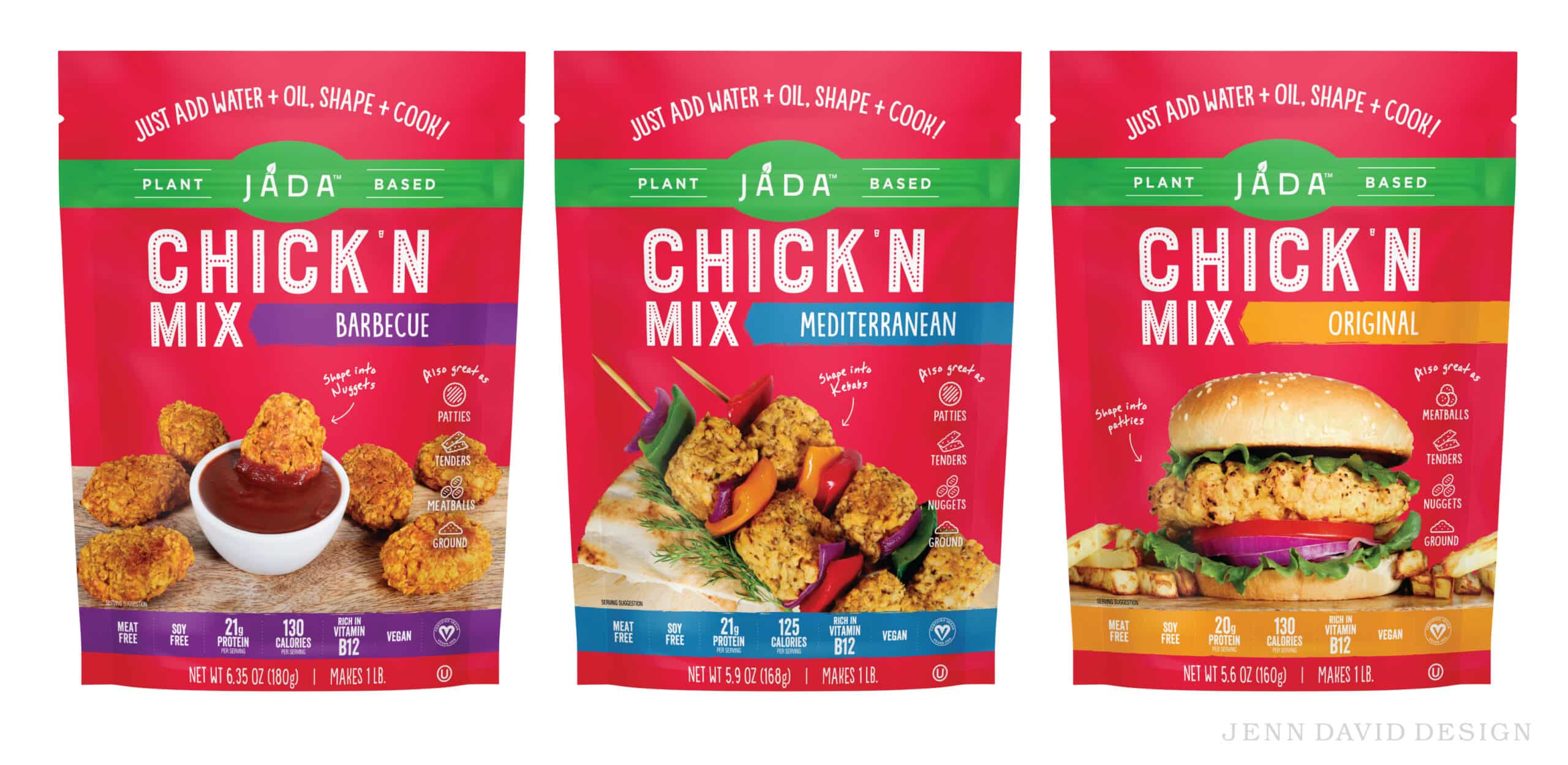 Jada pouch food packaging design vegan chicken
