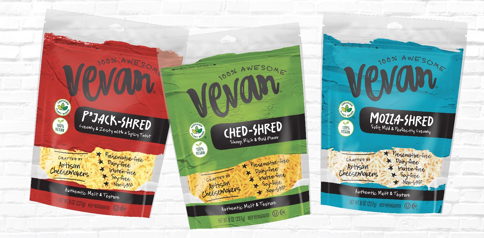 Vevan Vegan cheese colorful food packaging design