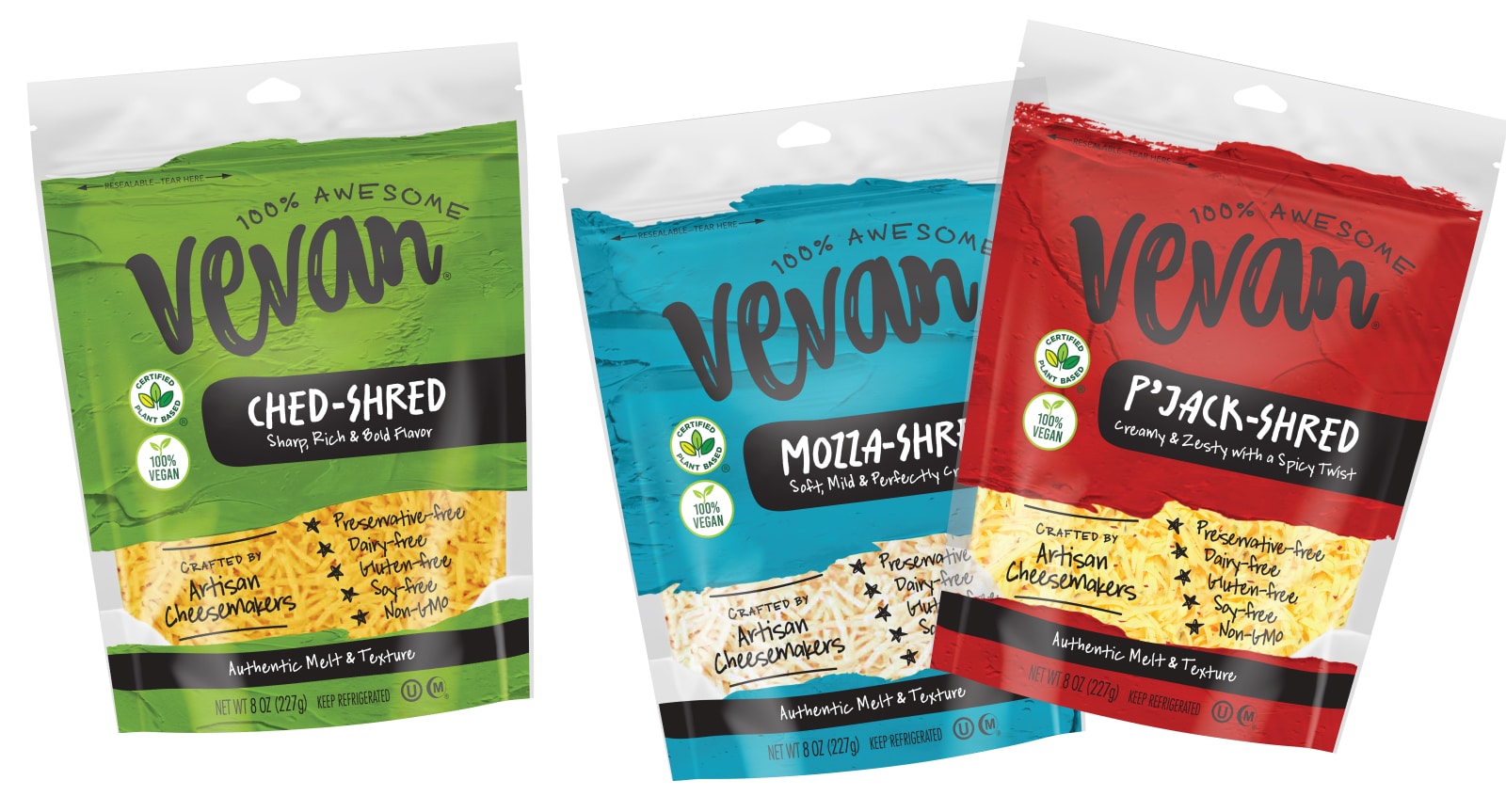 Vevan Vegan Shredded Cheese Pouch Packaging Design